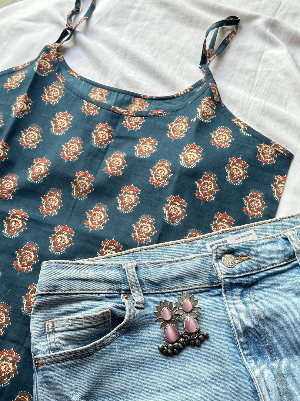 indigo blue printed kurti
